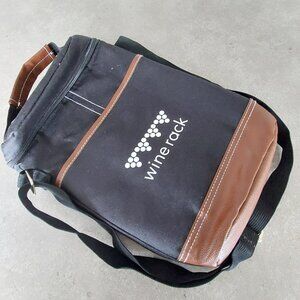 WINE RACK Insulated Leakproof 2 Bottle Wine Cooler Bag For Picnic - Black/Brown